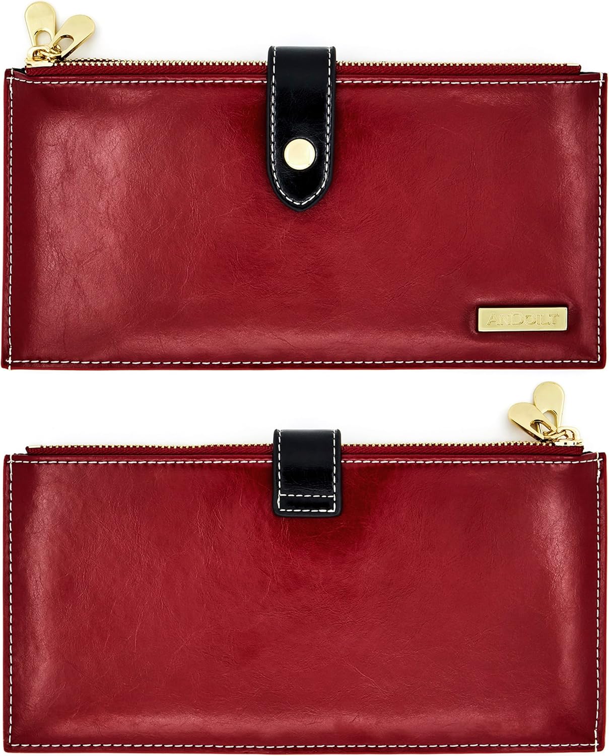 ANDOILT Women's Genuine Leather Wallet RFID Blocking Credit Card Holder Zipper Purse Cell Phone Handbag - Image 4