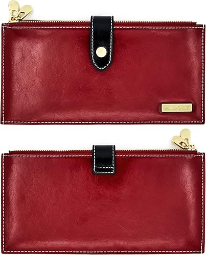 Miniatura 4 de ANDOILT - Cartera de cuero genuino para mujer con bloqueo RFID para tarjeta de crédito con cremallera