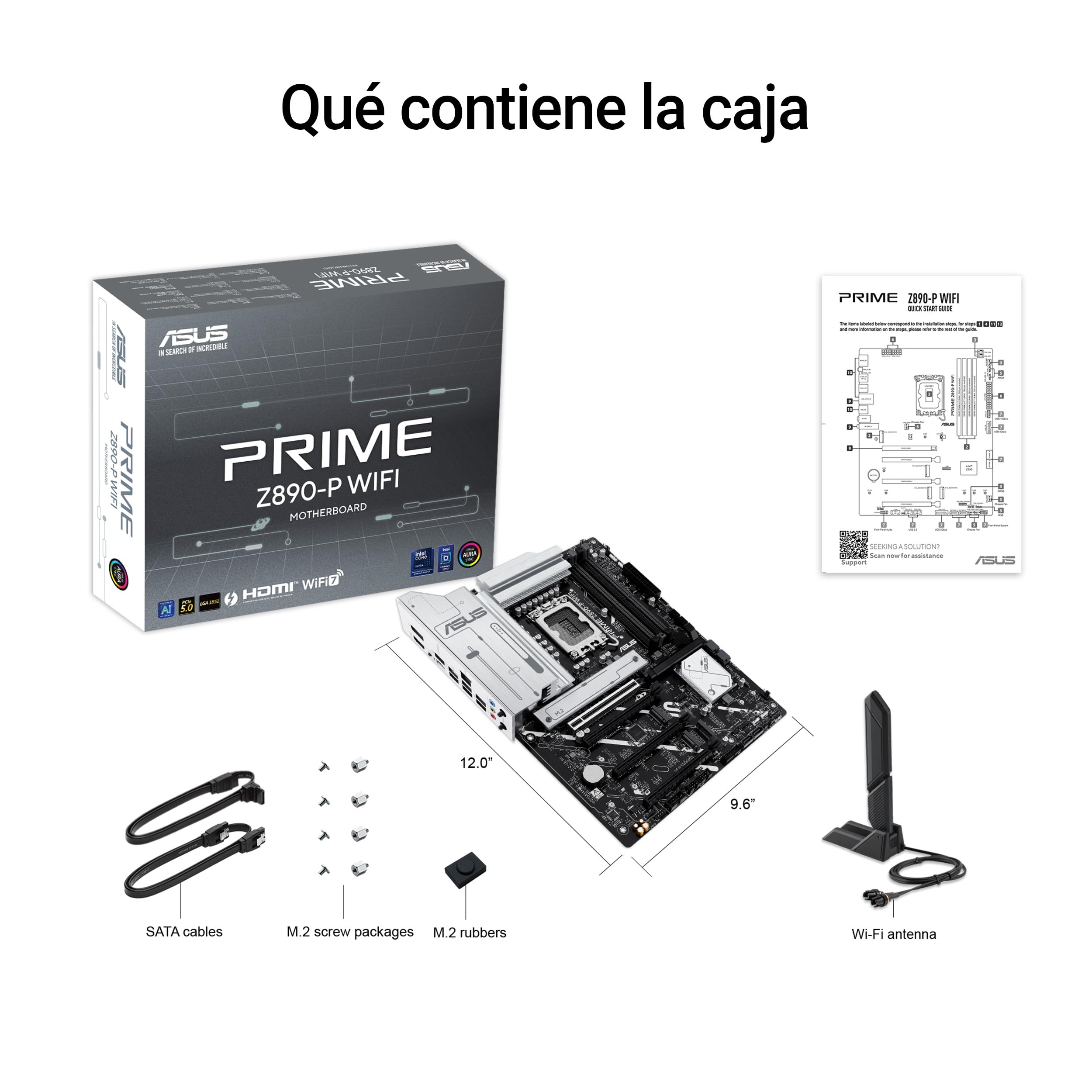 ASUS Prime Z890-P WiFi - Placa Base ATX, 14+1+2+1 (80A) etapas de Potencia, DDR5, PCIe 5.0 Compatible con GPU de última generación, Puerto Thunderbolt 4 USB Tipo-C, Wi-Fi 7, Antena Q