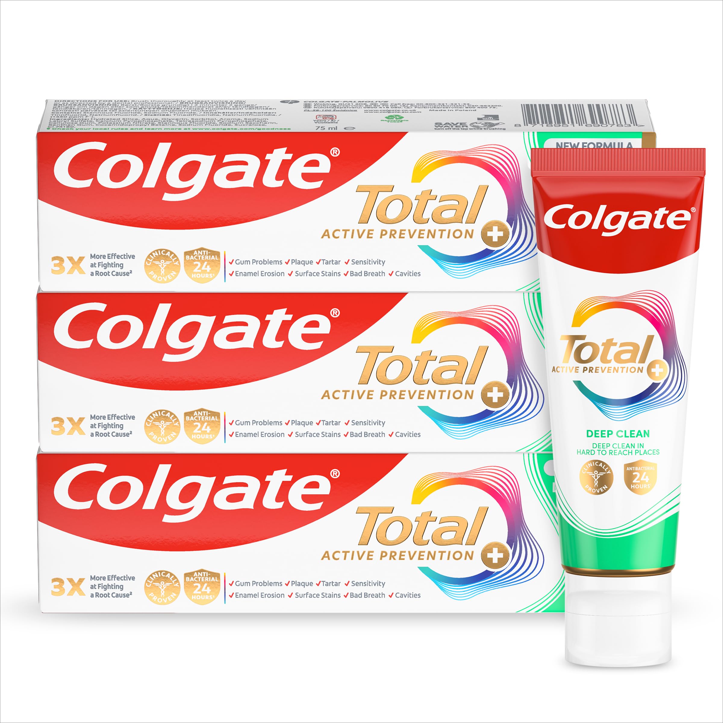Colgate Total Advanced Deep Clean Toothpaste, 75ml (Pack of 3)