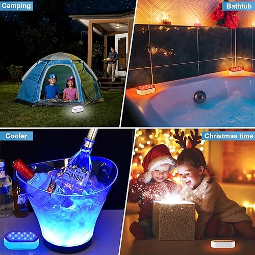Miniatura 8 de Luces de piscina con control remoto, batería de 2600mAh, impermeables IP68 de 16 colores para bañera de hidromasaje y piscina enterrada - 1 paquete