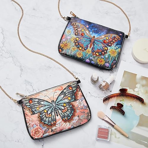 Miniatura 3 de Geyoga 2 piezas de bolso de arte de diamantes de imitación bolso cruzado 5D DIY hombro maquillaje bolsa cadena cuero embrague kits de arte de