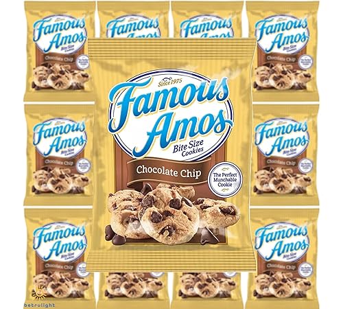 Famous Amos - Galletas con chispas de chocolate Galletas de fresa Galletas de animales Bolsas individuales de galletas Paquete variado de