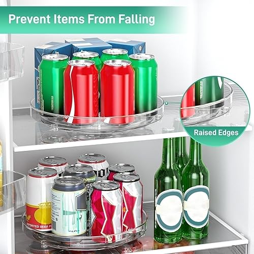 Miniatura 6 de Paquete de 3 organizadores Lazy Susan, tocadiscos Lazy Susan de 9.5 pulgadas para gabinete, organizador de refrigerador para organizadores y