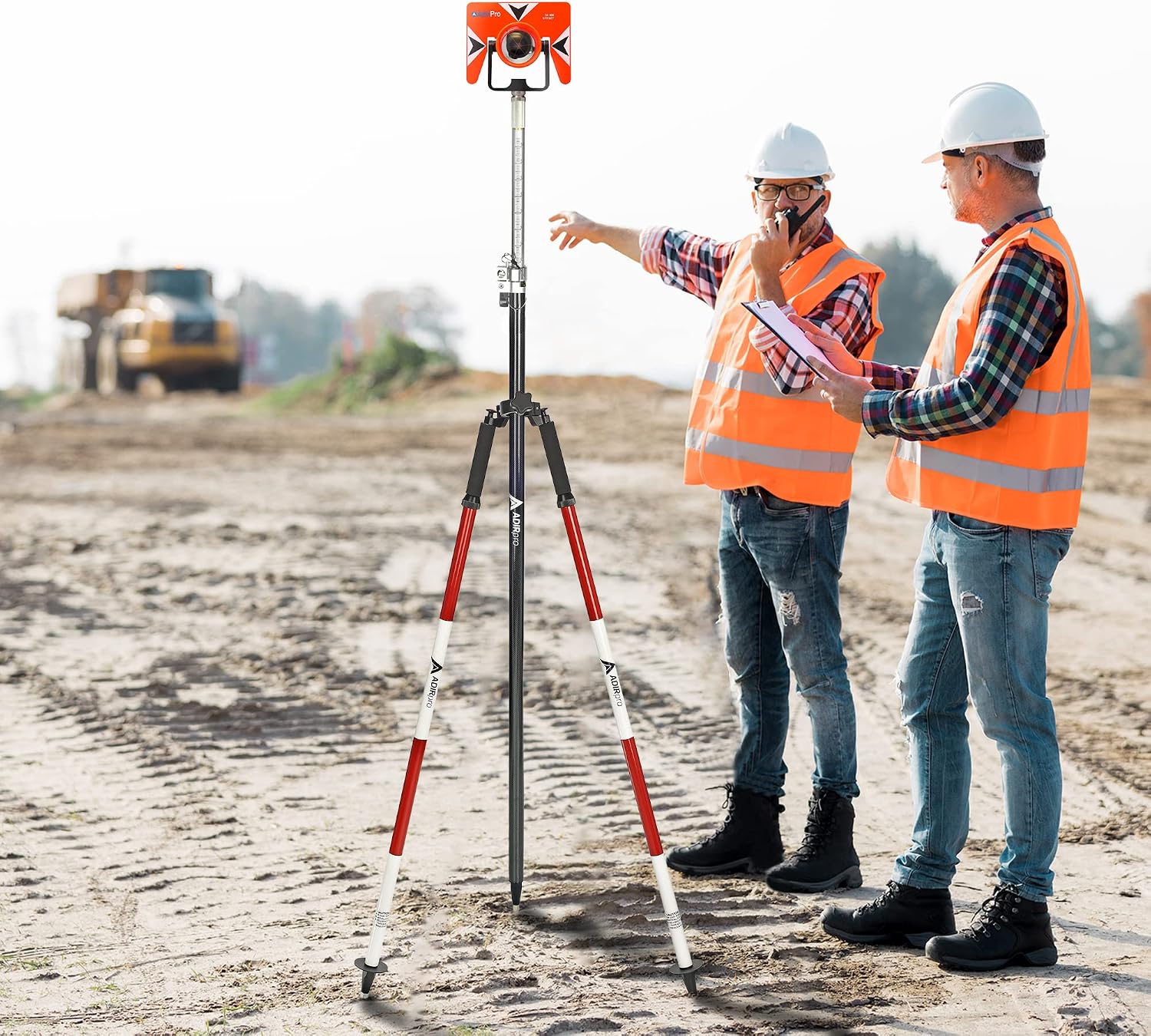 Adir Aluminum Bipod with Thumb Screw Head for GPS Rover Pole or Prism Pole of Total Station Surveying Equipment, Telescoping Prism Variation