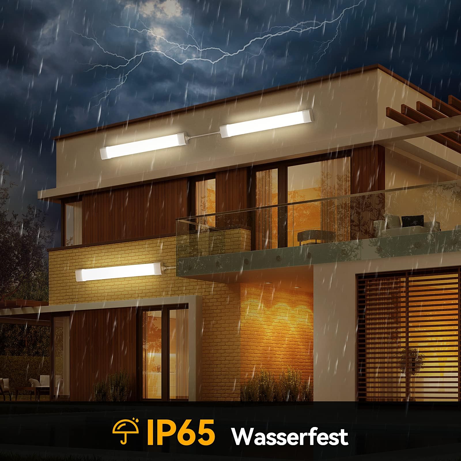 Modlicht LED Feuchtraumleuchte 120CM mit Stecker Plug, 36W 4000k Neutralweiß 4000Lumen Verbindbar Deckenleuchte Feuchtraum Flach, Werkstattlampe Wasserfest IP65 Wannenleuchte für Keller Garage