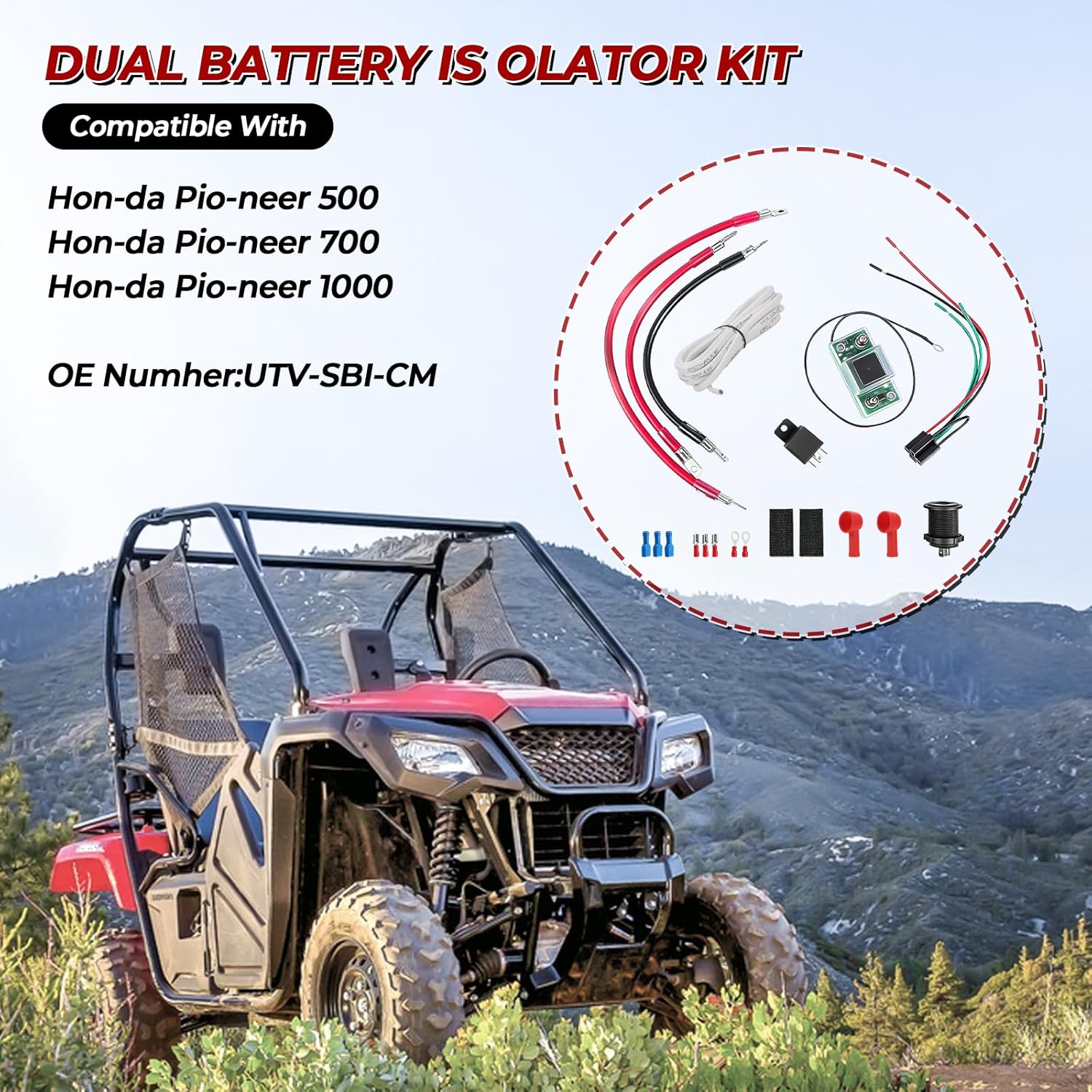 UTV-SBI-CM 12V UTV Dual Battery Isolator Connect & Monitor Kit with LED Digital Double Voltmeter Compatible with Pioneer 1000/700/500 Talon & Polaris General 1000 Ranger 400/570/800/900