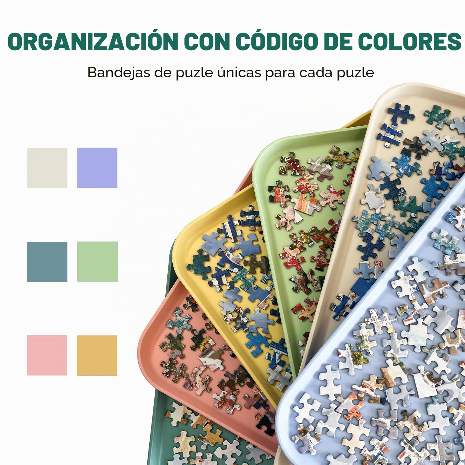 Nariolar 43,0 x 30,5 cm. Clasificador de puzles apilable | Juego de 6 bandejas para clasificar 2000/3000/5000 piezas de rompecabezas