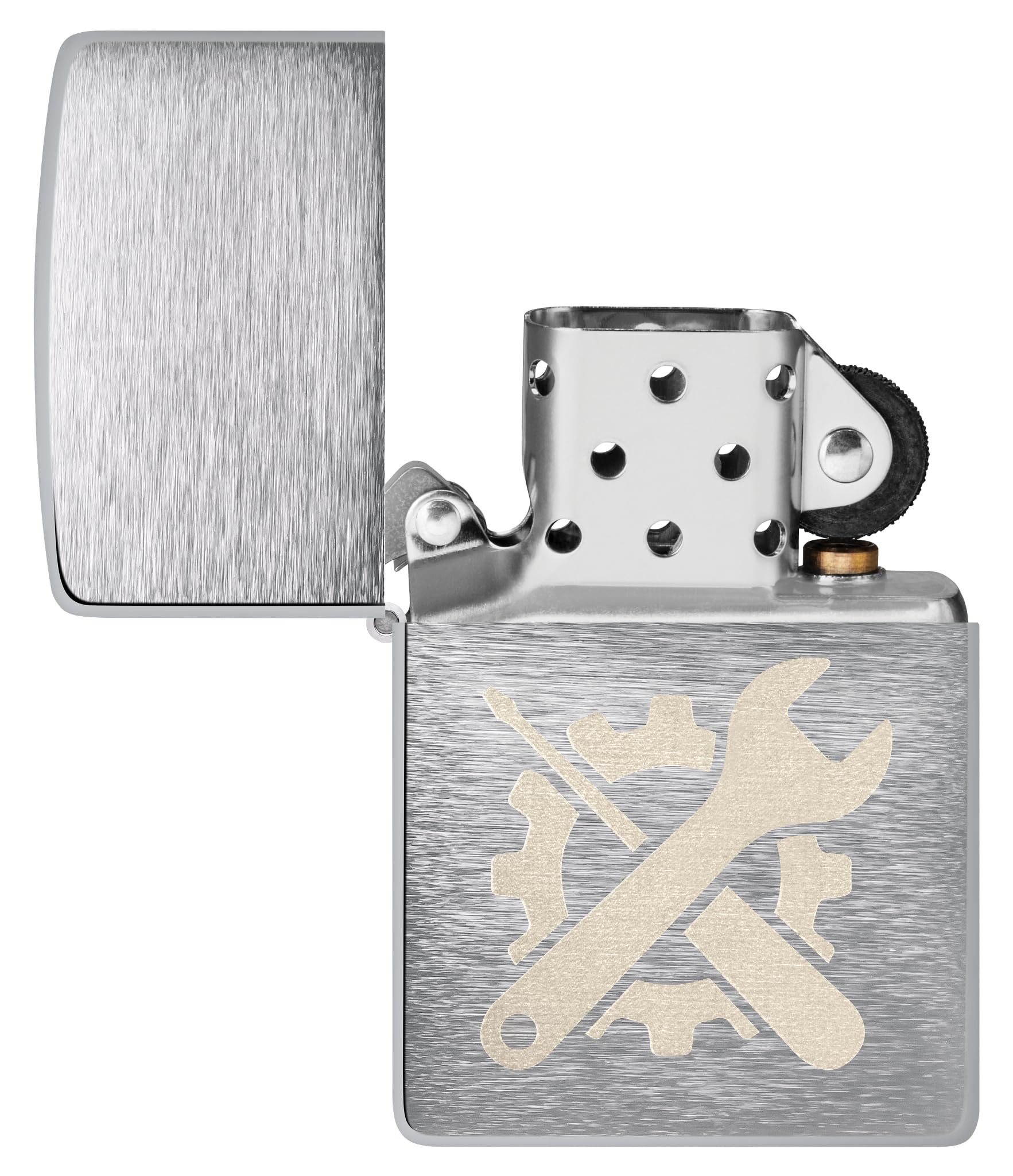 Zippo Encendedor a prueba de viento Brushed Chrome Laser Engrave Recargable Caja regalo
