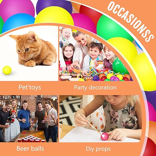 Miniatura 7 de Hanaive 100 unidades pelotas de tenis de mesa multicolor de 40 mm, pelotas de plástico a granel lavables, juego pequeño para juegos de piscina de
