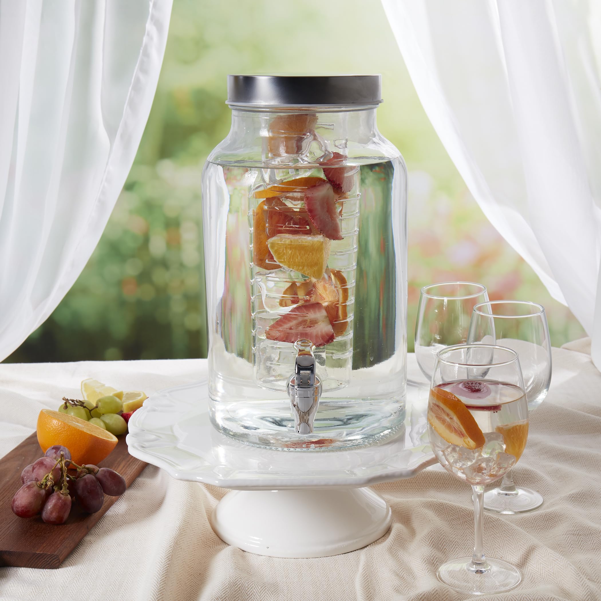 Mason Craft & More 1.5 Gallon Glass Drink Dispenser with Infuser and Screw-off Wide Lid