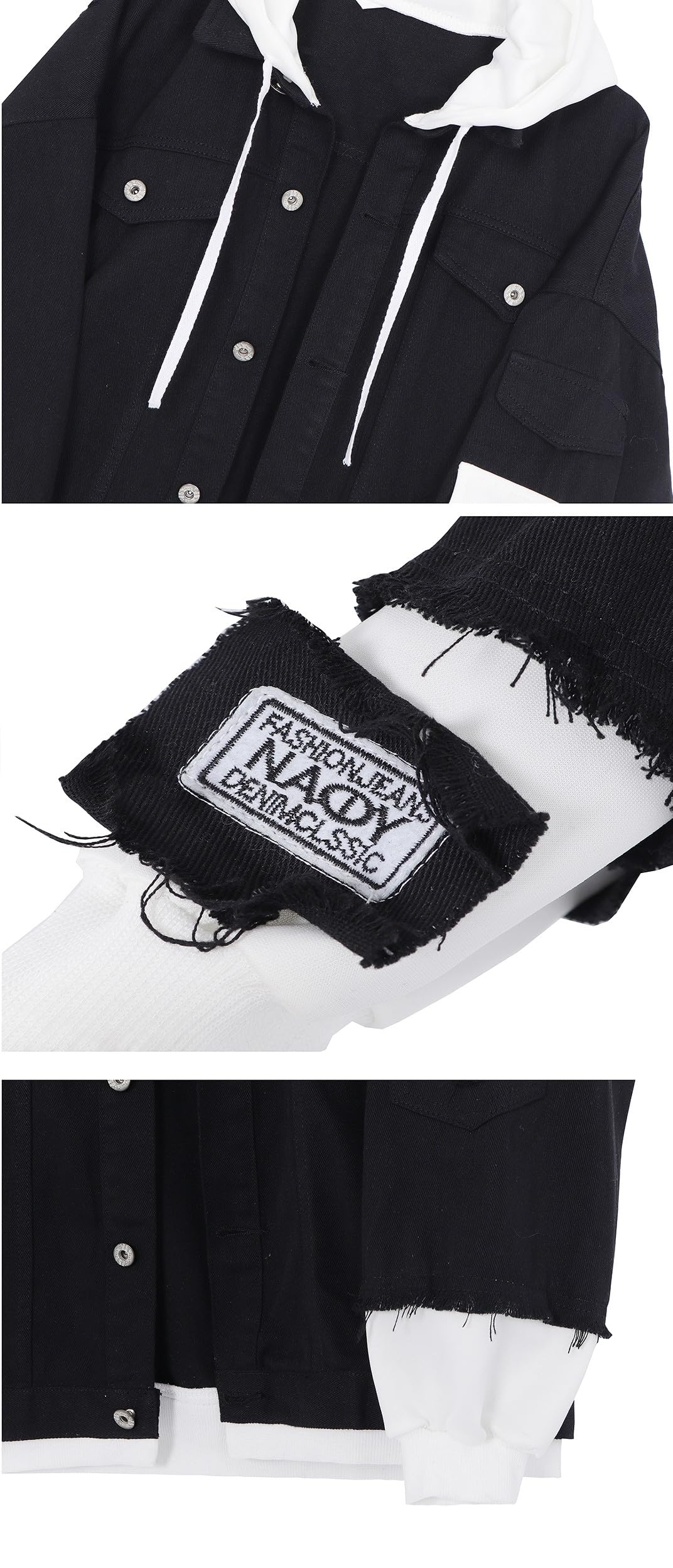 Anime Jeansjacke Hoodie Denim Jacket Langarm Trucker Jacke Übergangsjacke Frühling Herbst Kapuzenjacke Mantel für Damen Mädchen