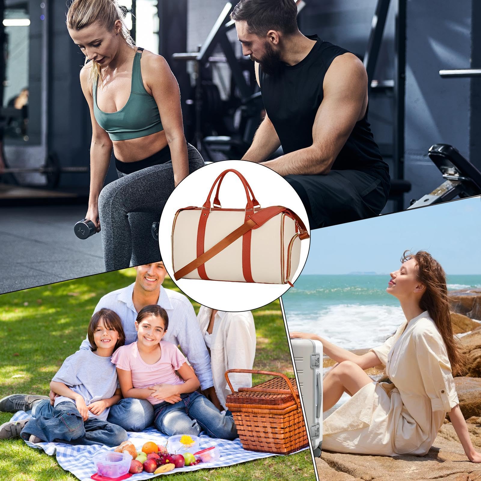 Borsina pieghevole per viaggi, borsone pieghevole Weekender personale di | Borsa Duffel con scomparti e cinturini separati, busta weekend impermeabile per donne