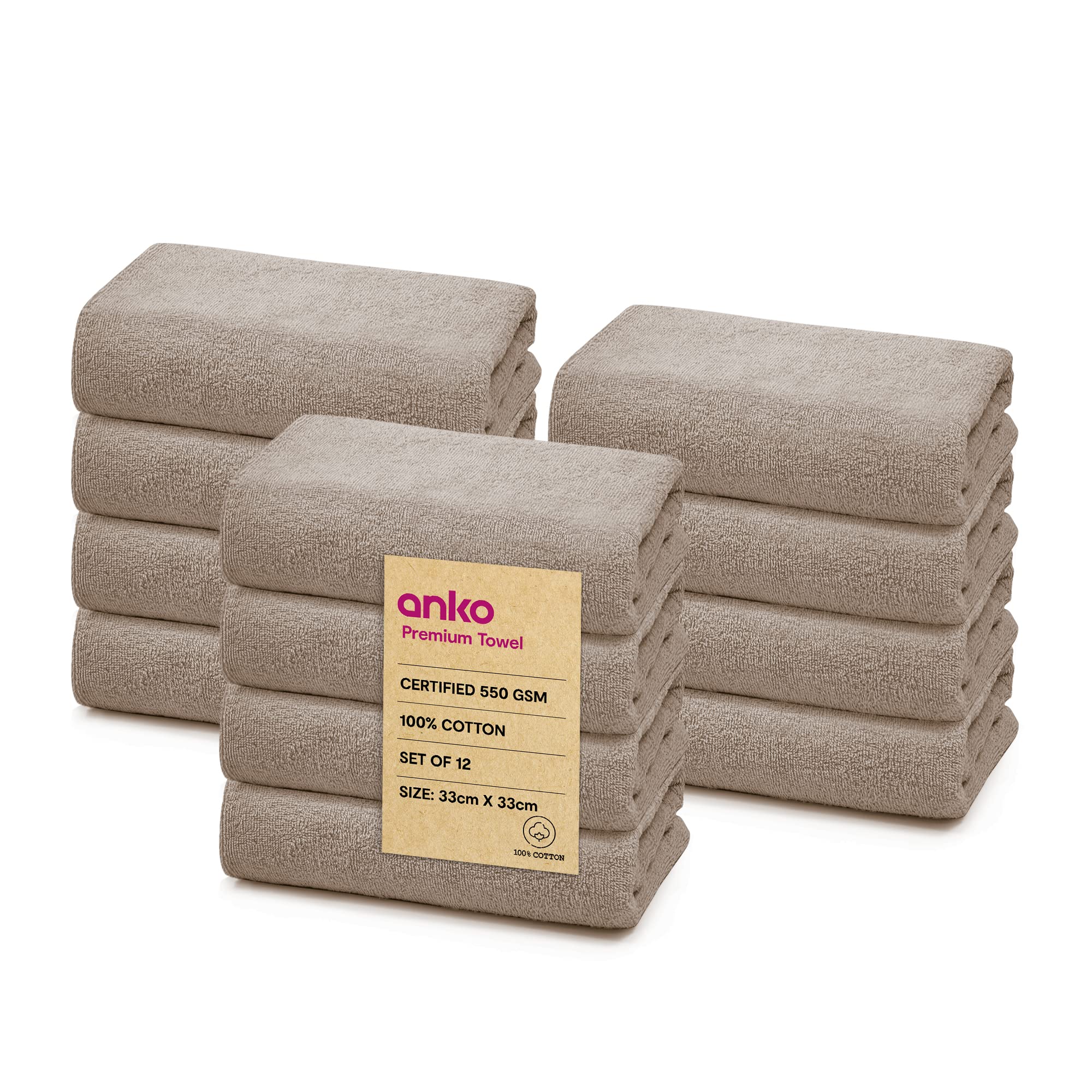 Anko Australia 100% Cotton 550 GSM Malmo Face Towel | Set of 12 | Super-Soft, Absorbent, Quick-Drying | Black Towel for Men, Women & Kids | 33x33 cm |Travel, Gym, Spa Towel (B0C6DV2Q6J) Amazon Price History, Amazon Price Tracker
