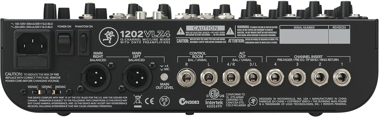 Mackie 1202VLZ4 Compact Analog Mixer, rear panel view