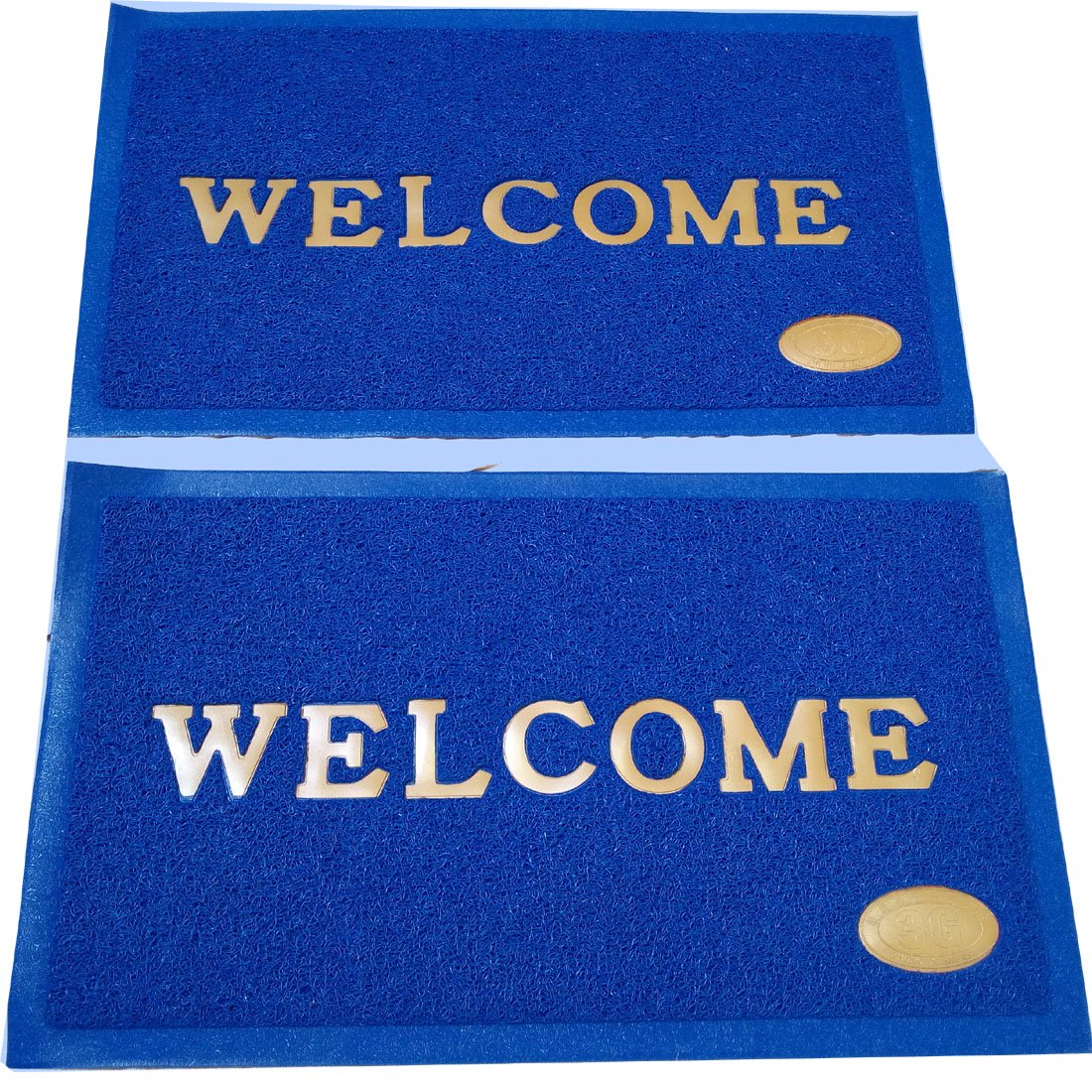 Dehati Store Blue PVC Door Floor Welcome Mat Set of 2