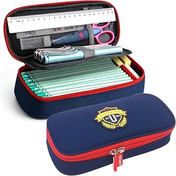 Hard Shell Pencil Case, Large Capacity Pen Pouch with Double Zipper