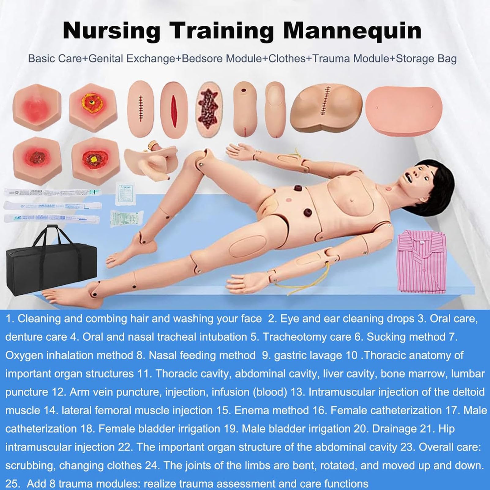 Générique Mannequin médical pour soins aux patients pour formation, grandeur nature 1,70 m,Female