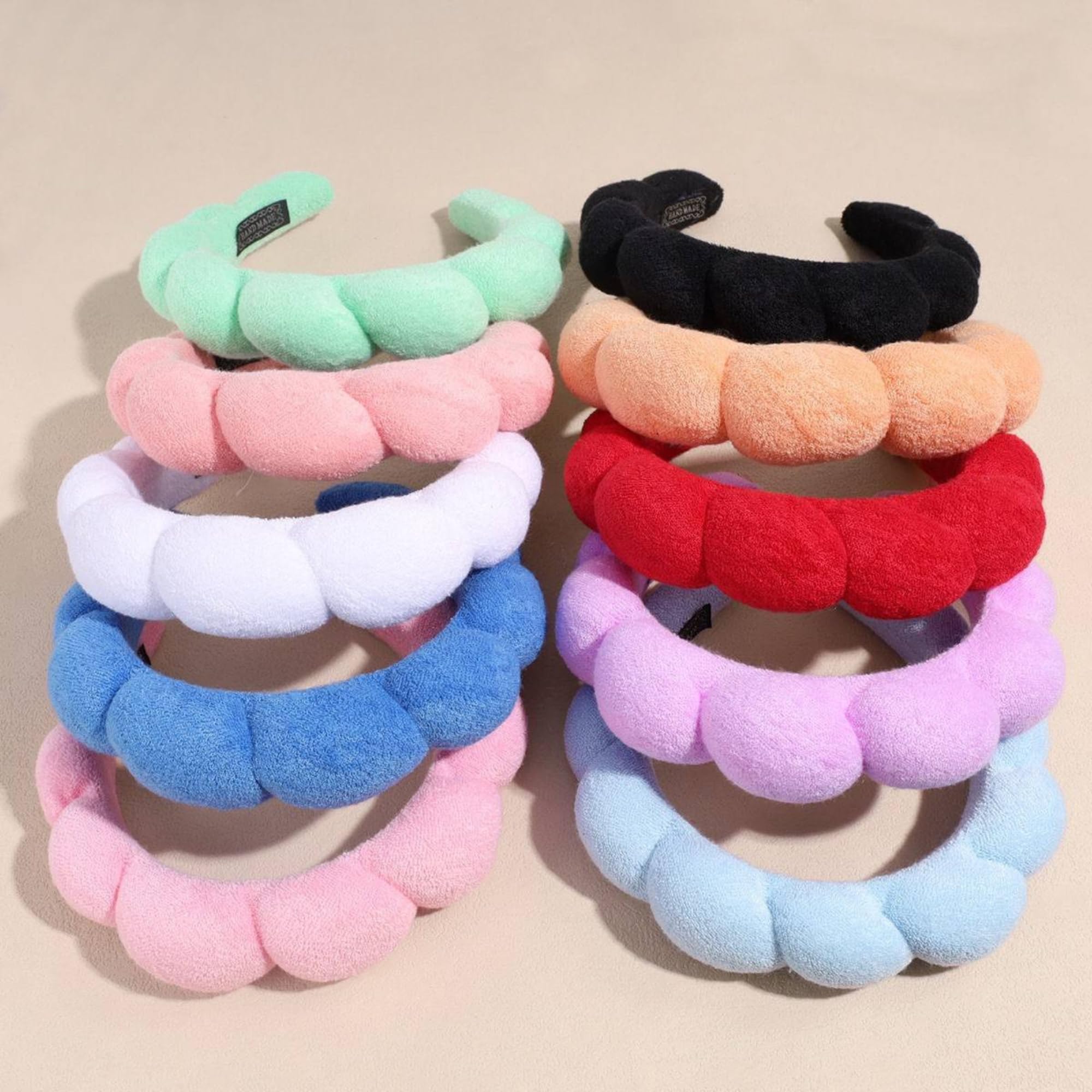 Giggles Boo Pack of 2 Spa Sponge Headband for Women & Girls – Soft Terry Cloth Padded Hairband (Random Colors) | Bubble Skincare Headband for Face Washing, Makeup, Shower & Daily Use Hair Accessories-image-42