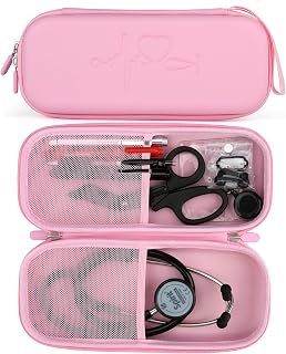 CDBXPRG Stethoscope Case for Littmann Classic III, Cardiology IV, MDF, ADC & Omron Stethoscopes, Shockproof Stethoscope Holder Bag for Nurse Essentials & Nursing School Supplies Pink