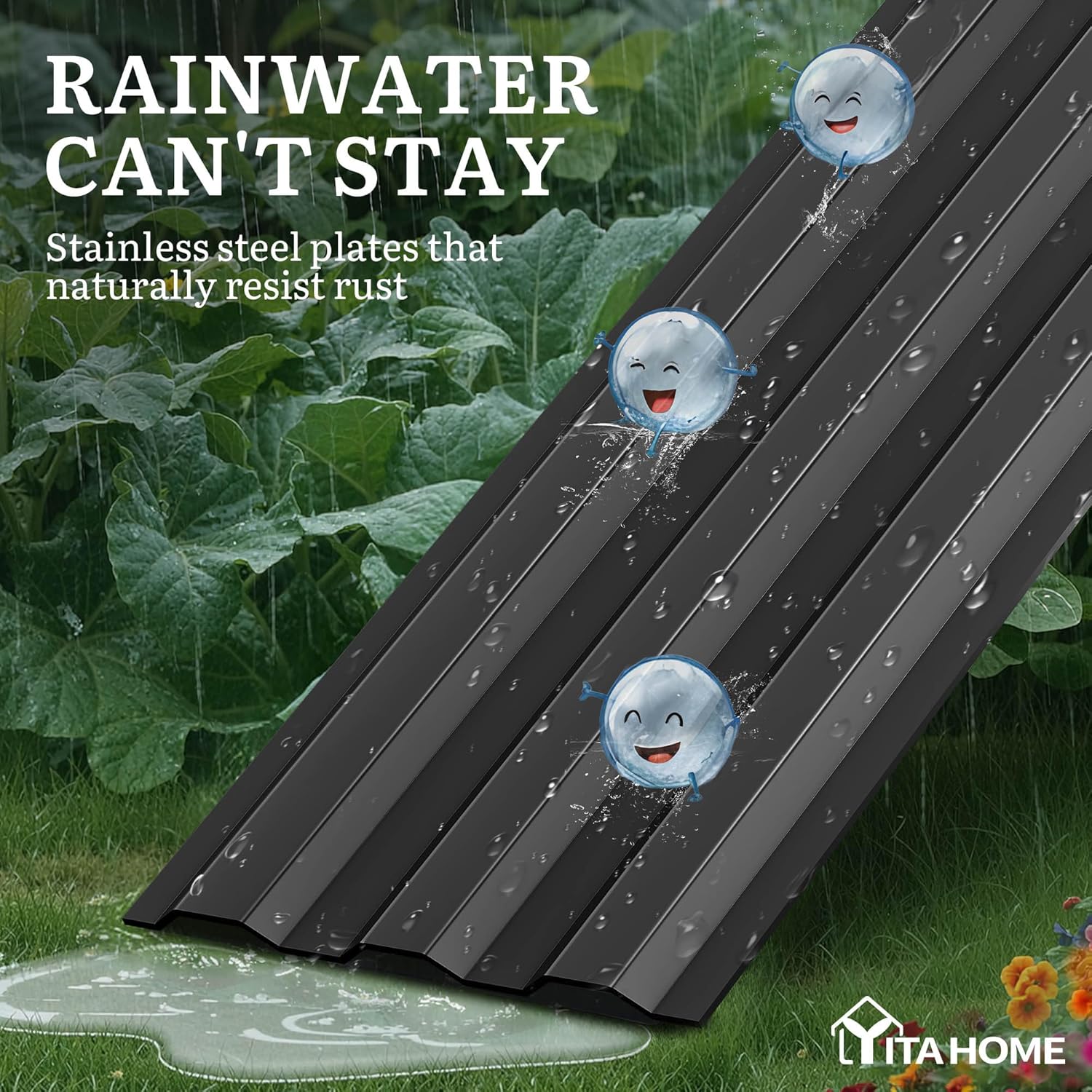 YITAHOME 12x4x1ft Large Raised Garden Bed Kit, Galvanized Metal Planter Box with Gloves, Ground Nails, Support Rod, Outdoor Above Ground Planters for Plants Vegetables Flowers, Black Black 12x4x1ft thumbnail 5