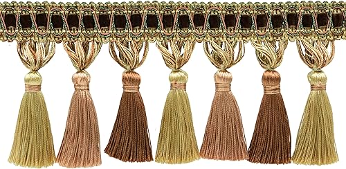 Miniatura 4 de Colección Noblesse de 4 pulgadas de largo, elegante ribete de flecos (TFH4), mezcla de óxido multicolor #07H (cobre, verde oliva) 5 yardas (15