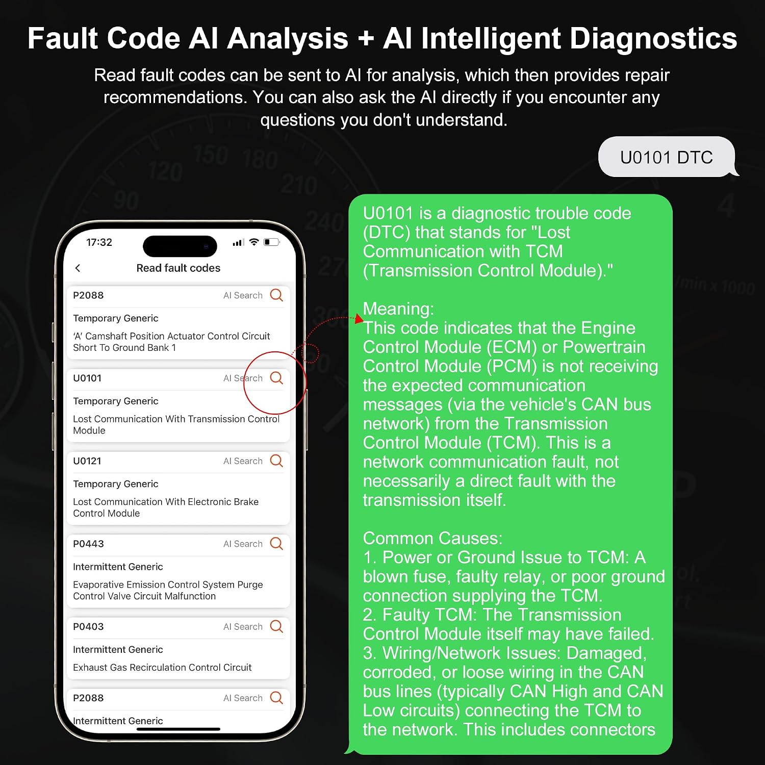 OBD2 Scanner Reader for iOS & Android, Blue Driver OBD2 Scanner with AI Analysis, Fast 4-System Scan, No Subscription, ENG/AT/ABS/SRS Full System Code Reader, for Emissions & Repairs
