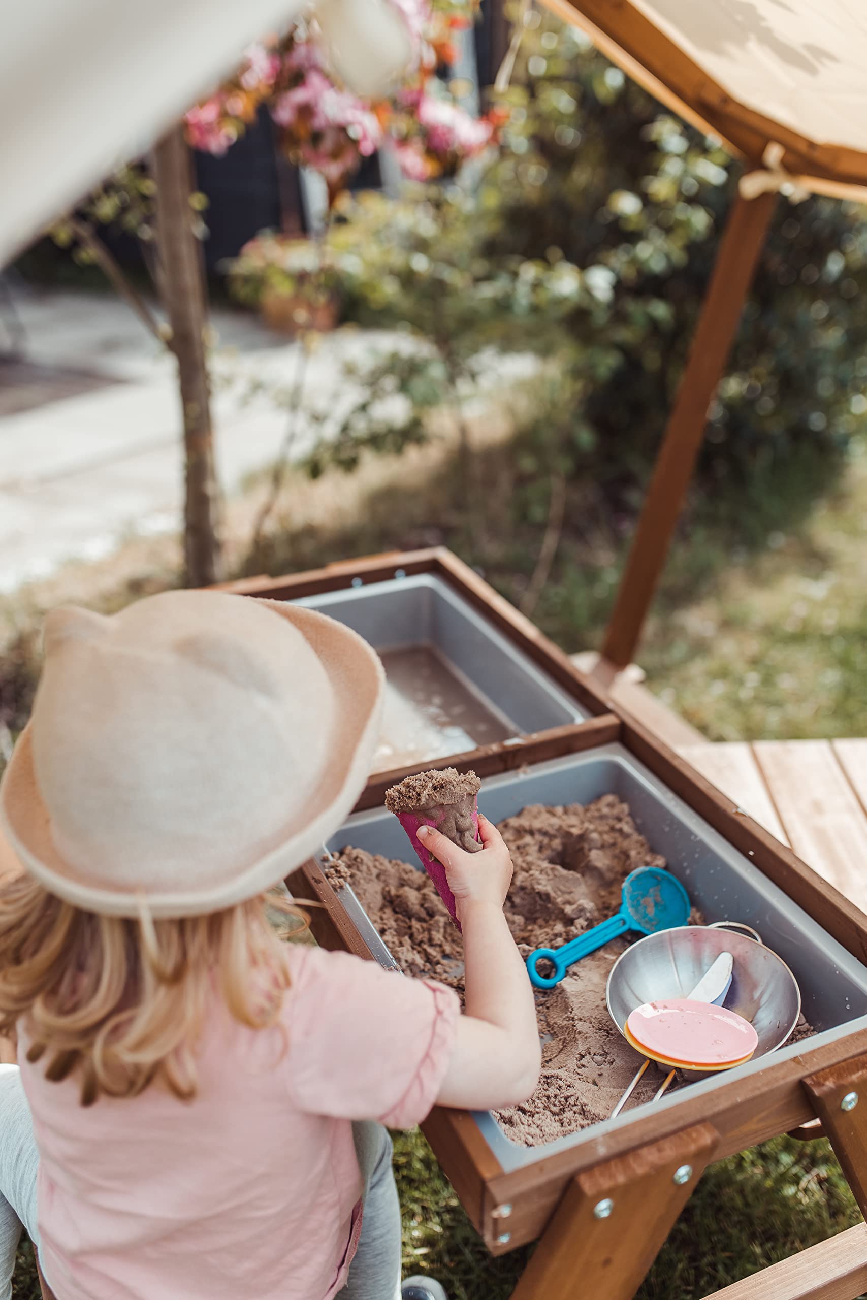 Meppi Pellworm Salon de jardin pour enfant en bois avec toit Marron