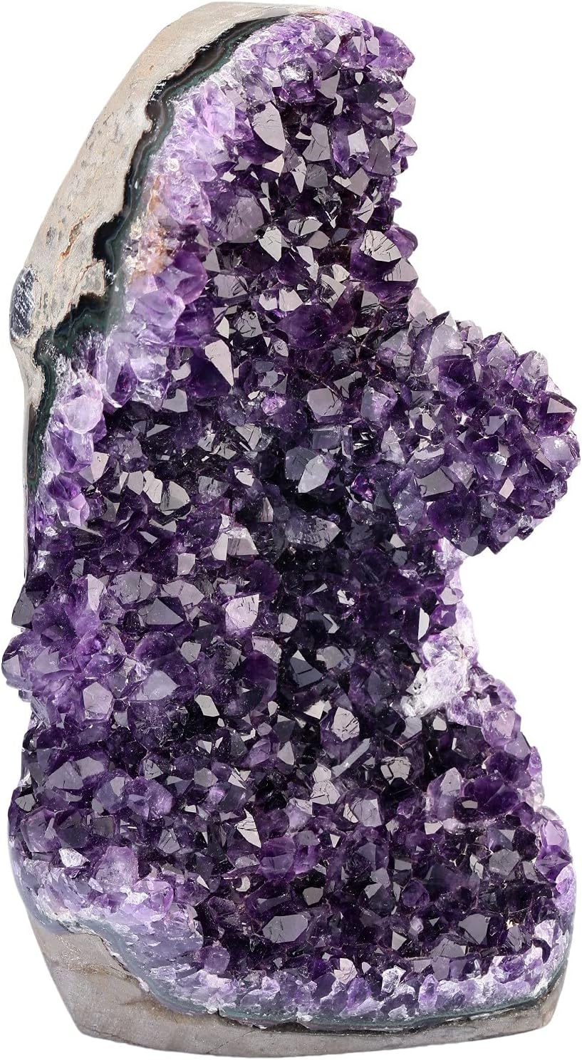 SUNYIK Natural Amethyst Crystal Stone Cluster Druzy Geode Specimen Gemstone Sculpture Sphere(2.6-3.3lbs)