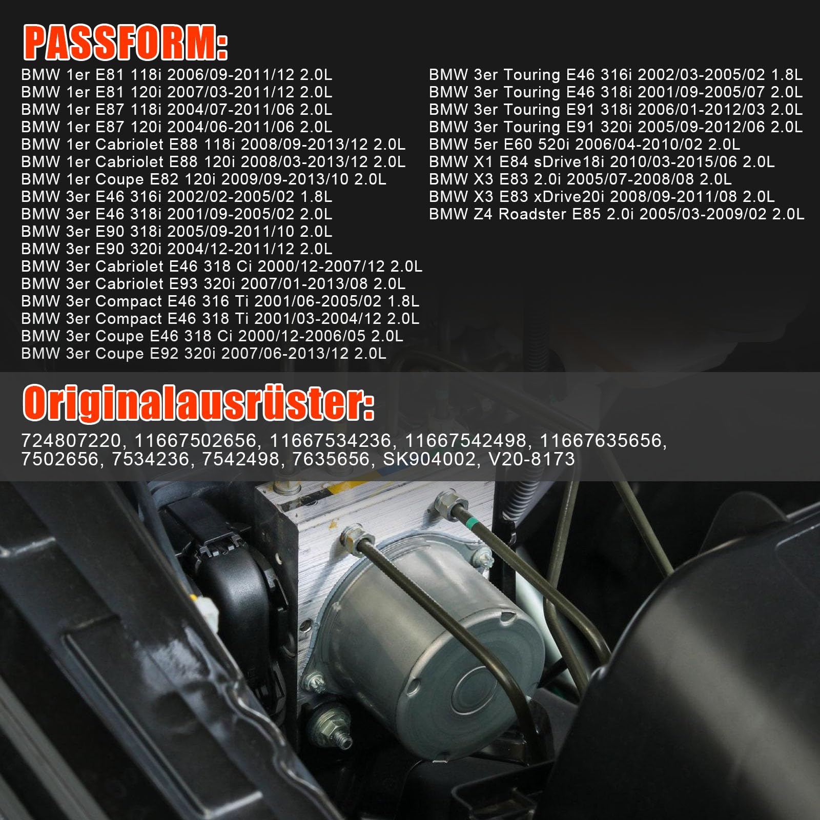 Unterdruckpumpe Bremsanlage 11667542498 11667502656 11667534236 für BMW 1er E81 3er E46 E90 E91 E92 E93 X1 E84 X3 E83 Z4 E85 Vakuumpumpe