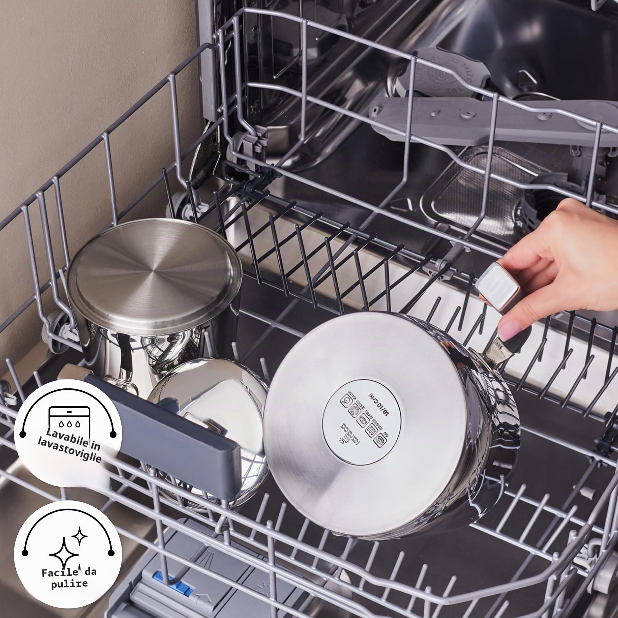 Karaca Set Teiere in Acciaio Inox Fiona 3 Pezzi 0,75 L Beige Adatto a Induzione Lavabile in Lavastoviglie per Famiglia e Ospiti