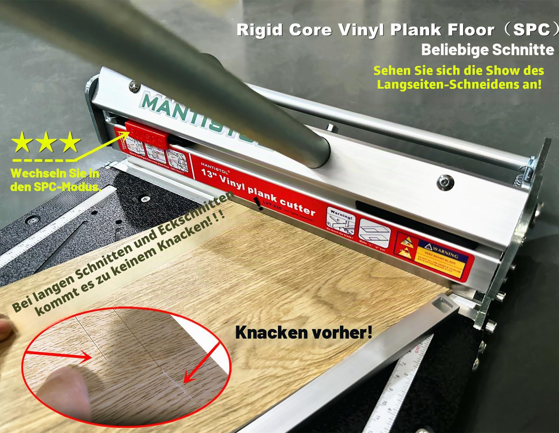 LVT-333 Pro Vinyl-Bodenschneider für VCT, LVT, PVC, LVP, WPC und starre Kern-Vinylplatte