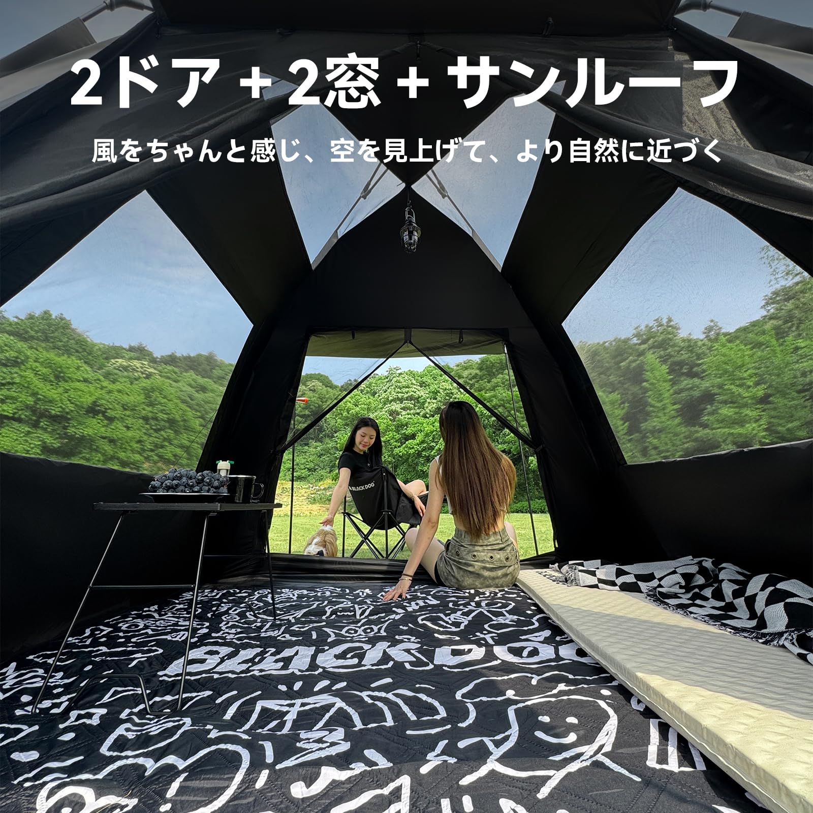BLACKDOG ワンタッチテント Amazon.co.jp: 【公式】BLACKDOG テント ワンタッチ 4～5人用