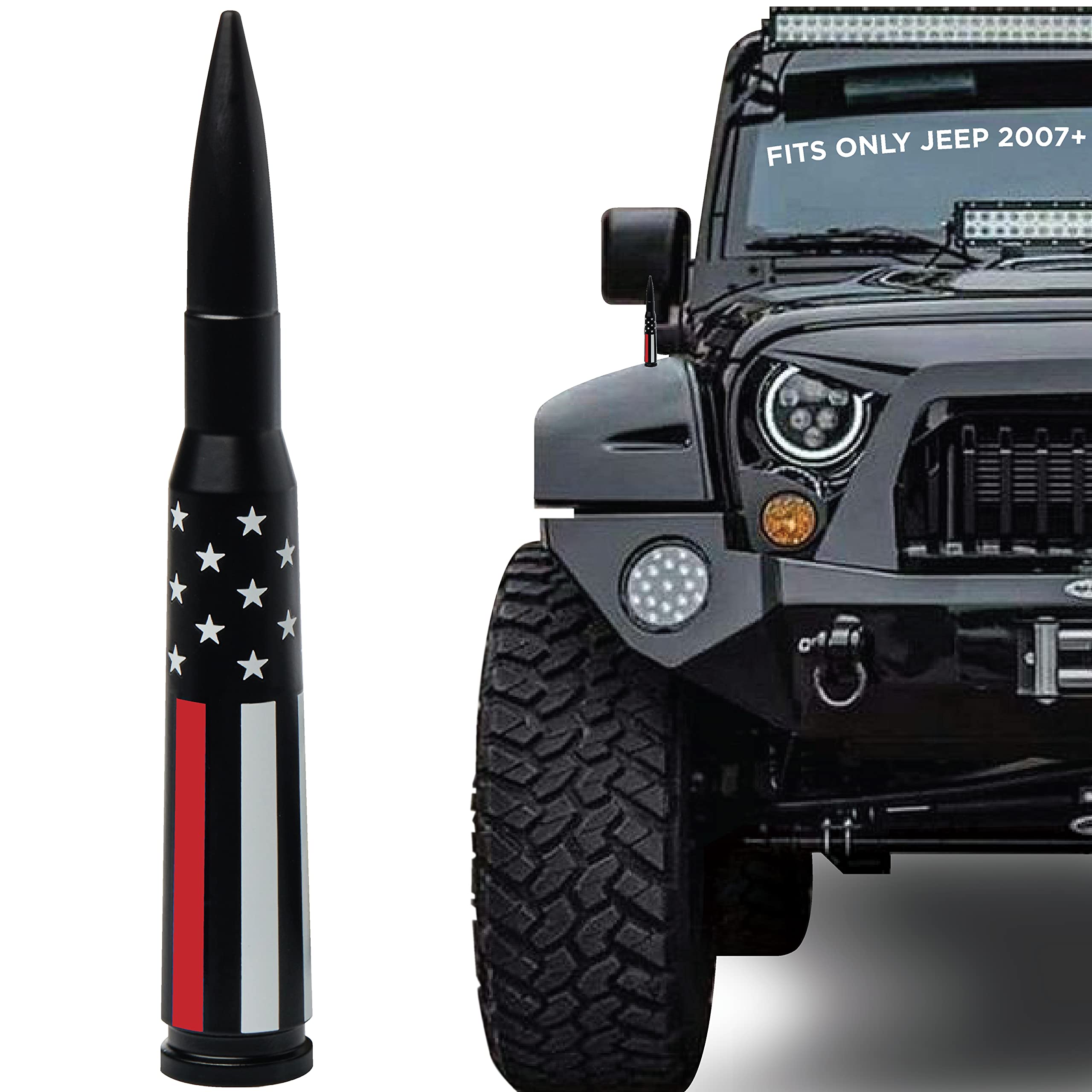 EcoAutoBullet Antenna for Jeep Wrangler JK & JL(2007-2023)& Jeep Gladiator –Jeep Wrangler Antenna with Anti Theft Design –Highly Durable Truck Antenna –Jeep Wrangler Accessories (Support Firefighter)