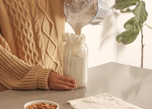 Miniatura 6 de Paquete de 3 bolsas reutilizables de café frío – Bolsas de filtro de café 100% algodón orgánico reutilizables para café frío – Filtros grandes para