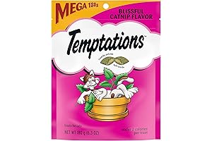 Temptations Blissful Catnip Flavor Cat Treats – 6.3oz Pouch (Pack of 10)