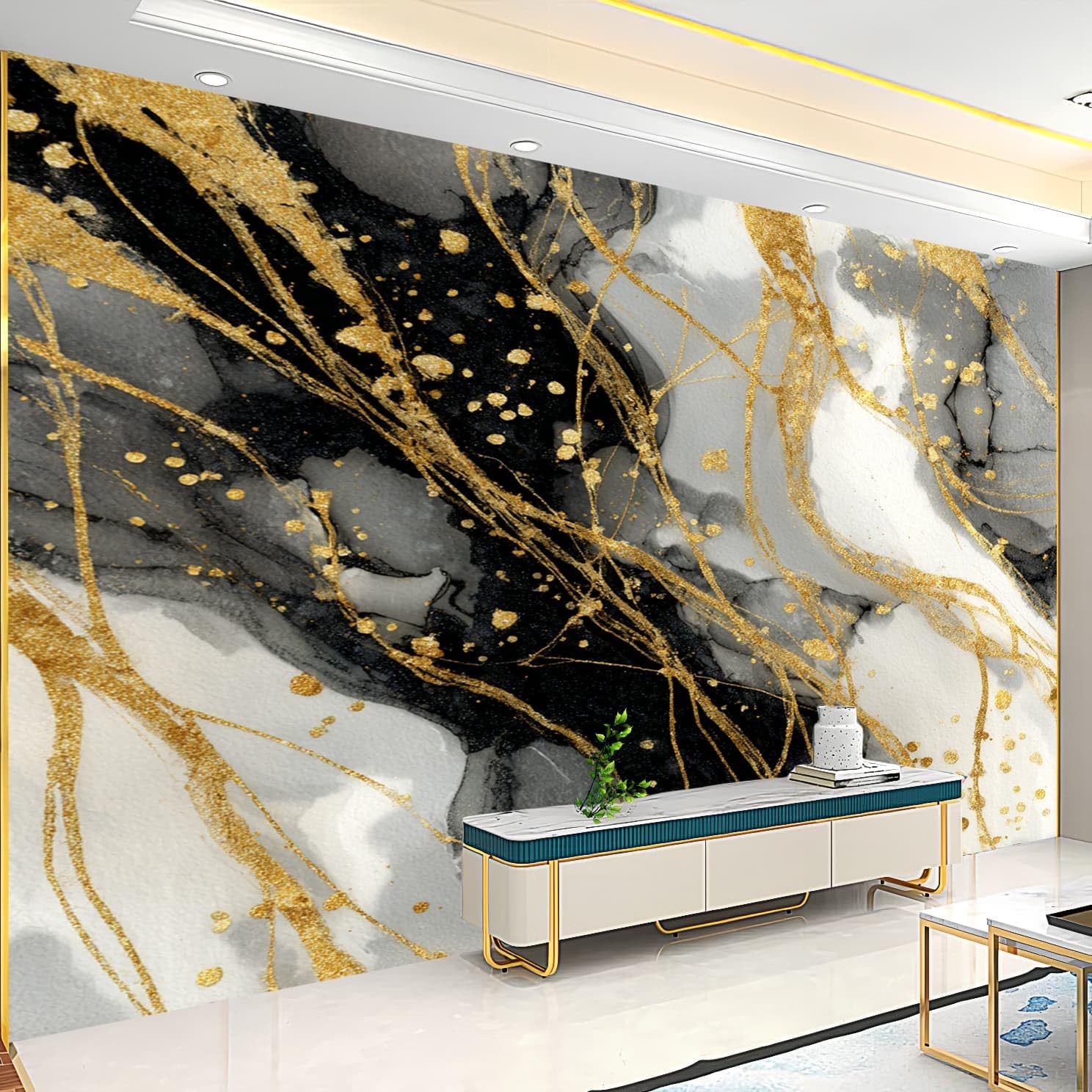 Art Fototapeta do sypialni, 300 x 210 cm, wzór marmuru w płynie, bezzapachowa, odporna na rozerwanie, fotorealistyczna tapeta ścienna, szara, zdejmowana tapeta z włókniny, tapeta ścienna do dekoracji