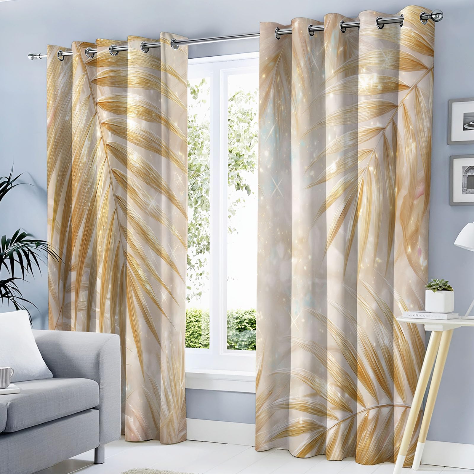 Rideaux anti froid occultant palmier pour isoler une pièce lumineuse