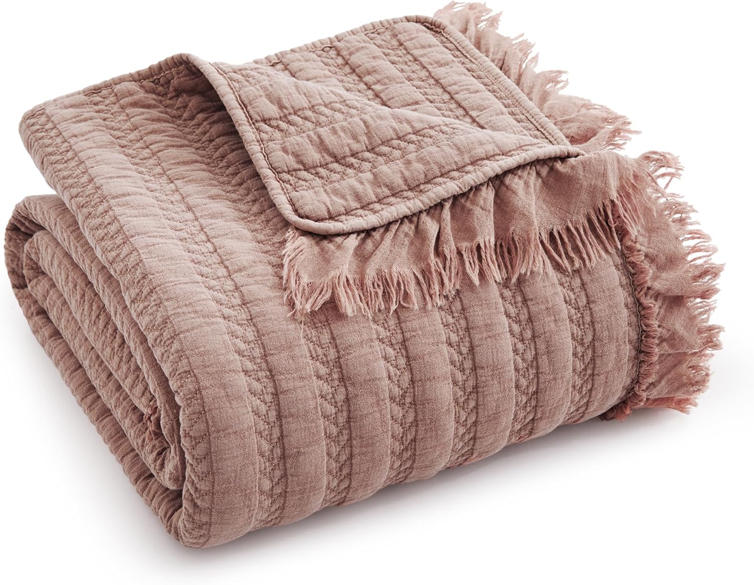 Levtex Home - Wilhemina - Throw - Solid Ruffled - Dusty Rose - Throw (50x60in.) - Cotton