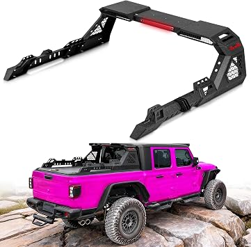 MONOKING Roll Bar for Full Size Truck with Brake Light, Extendable Chase Rack Pickup Sports Bar for 2007-2026 F150 F250 F350 Raptor Lightning Silverado/GMC Sierra/Ram 1500 2500 3500 Tundra Titan