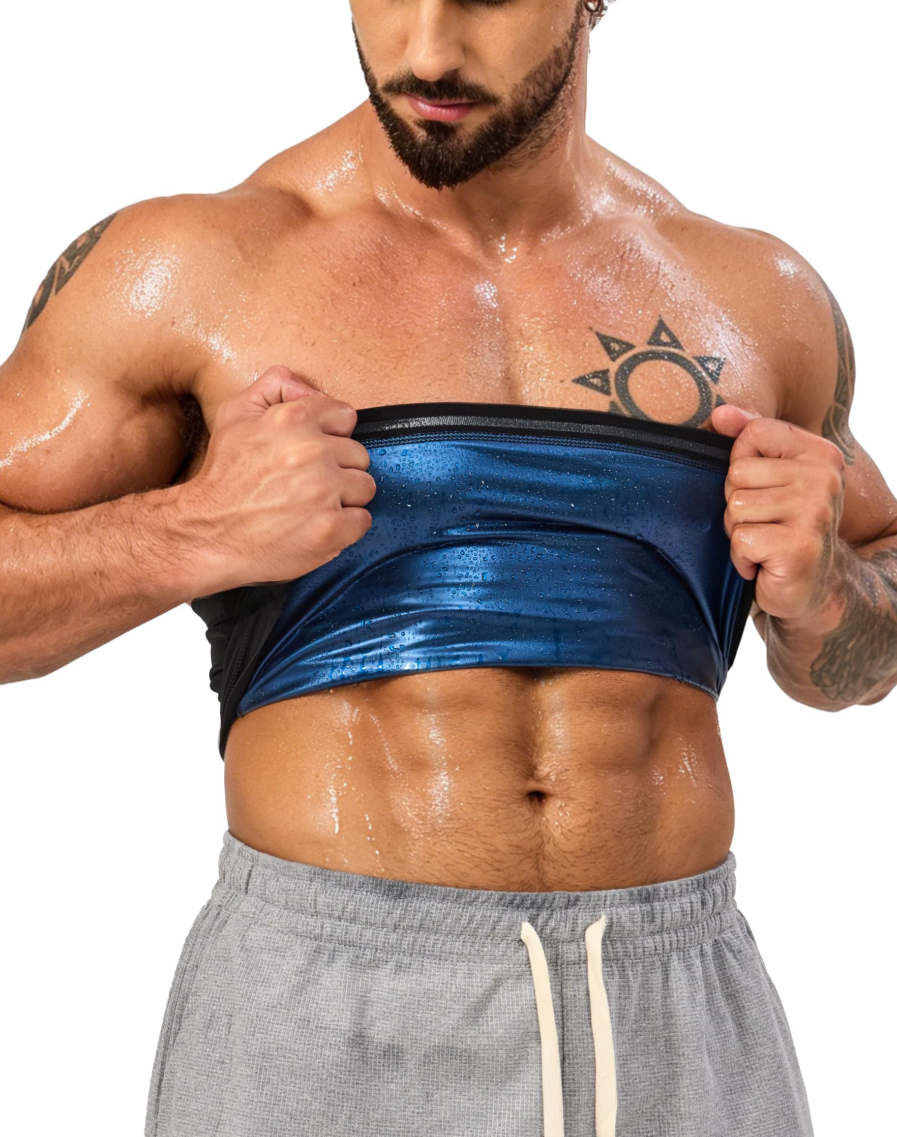 Lsnere Waist Trainer for Men Sauna Sweat Waist Trimmer for Men Workout Sauna Warp Slimming Belt Exercise Gym Gear XXXL Black