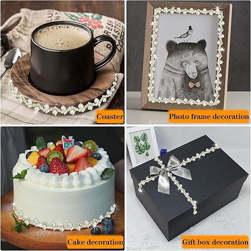 Miniatura 7 de Aplique de cadena de diamantes de imitación de cristal con adornos de diamantes de imitación de 1 yarda para decoración de bricolaje y adorno de