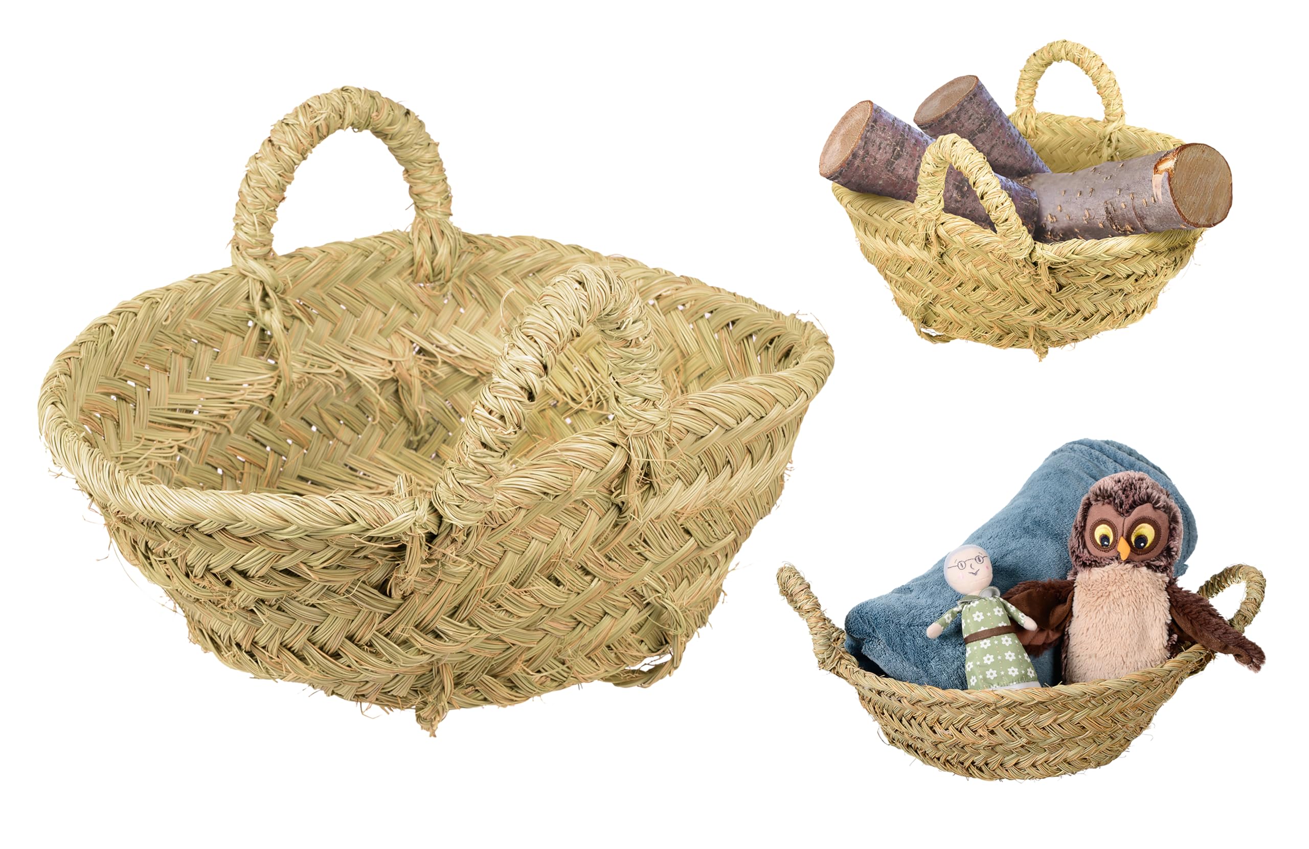 HERSIG - Capazo de Esparto redondo | Capazo Leñero Interior - 35x35x17cm (Medidas Aproximadas)