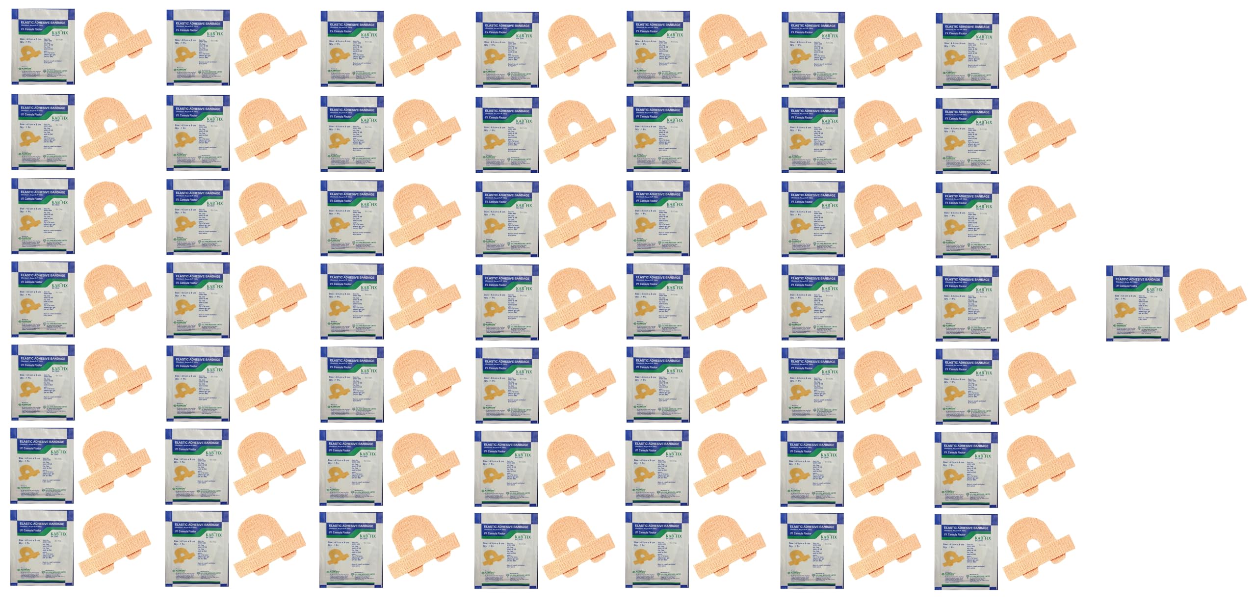 KABRION KAB FIX Elastic Adhesive I.V. Cannula Fixator Bandage(4.5 x 6cm)(50 PCS)