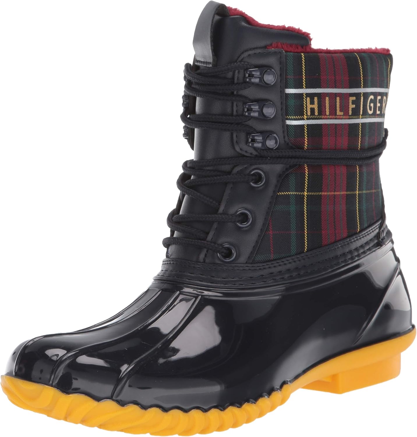 tommy hilfiger plaid duck boots