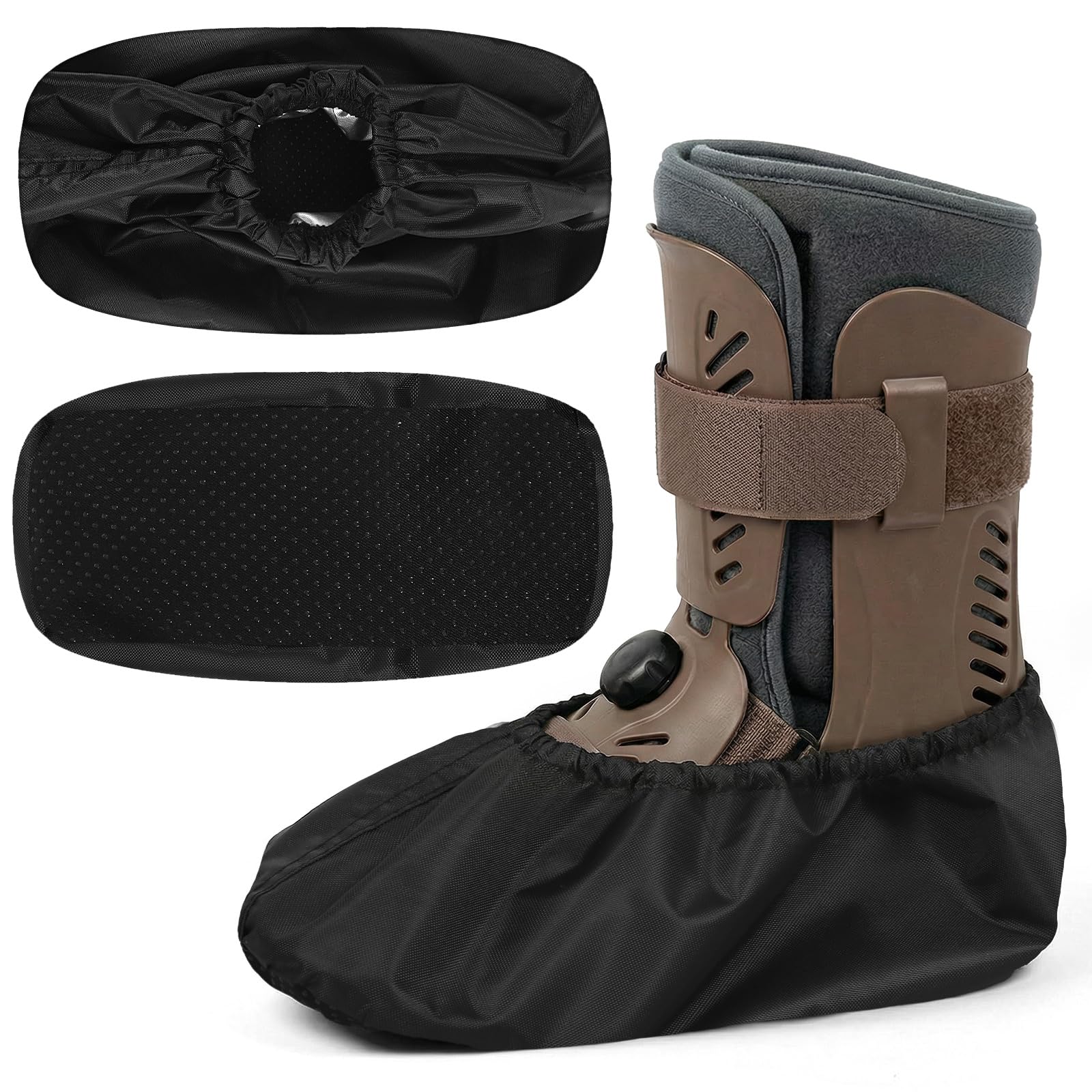 Photo 1 of 2 Pcs Air Cam Walking Boot Covers, Cam Boot Cover for Medical Fracture, Waterproof Shoe Covers for Broken Foot Ankle Recovery Protection Machine Rain(Black, Medium)