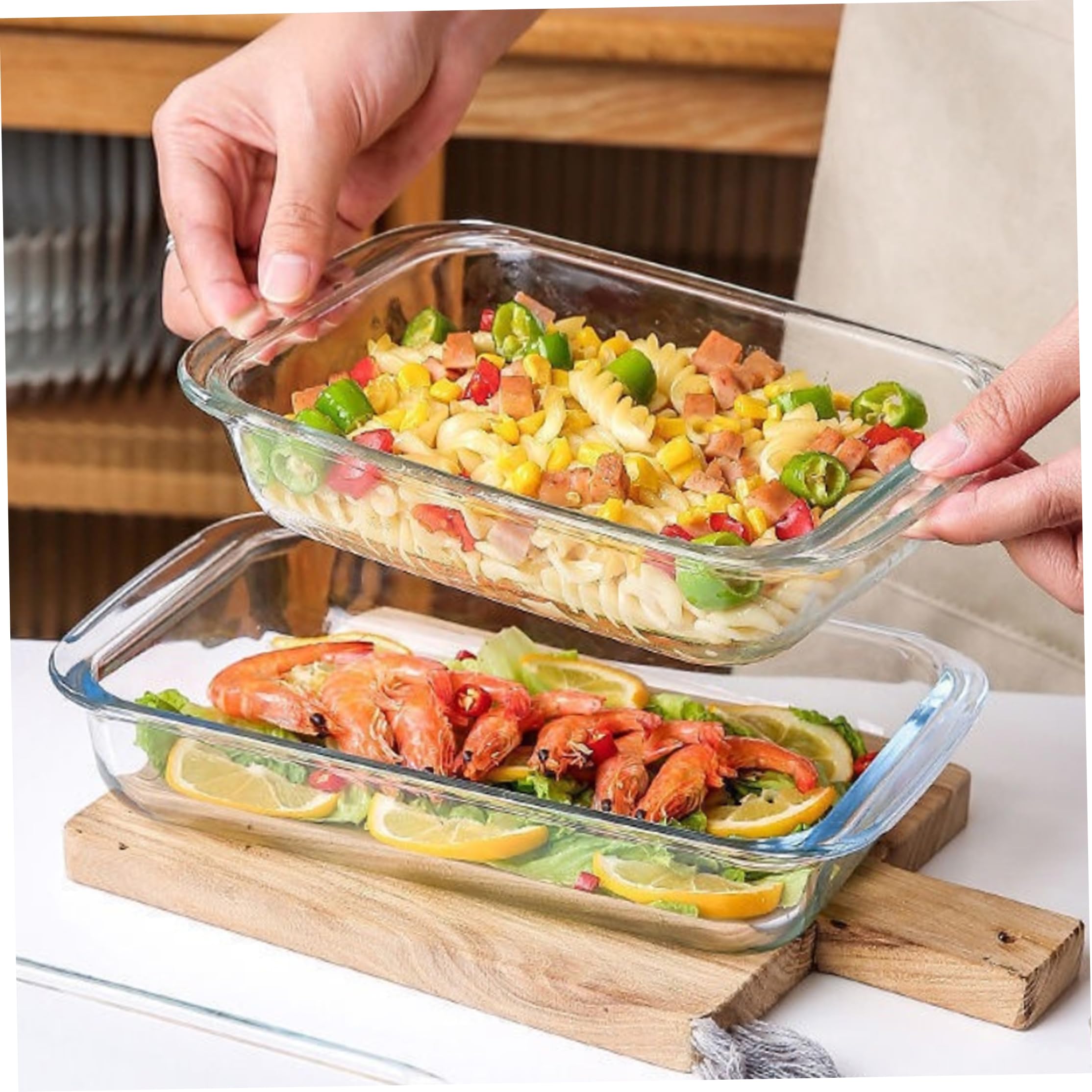 Teglia da forno in vetro da 3 8 l teglia rettangolare trasparente in vetro borosilicato con manici per forno e microonde borosilicato rettangolare adatta a