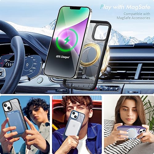 Miniatura 8 de Casewind Funda magnética para iPhone 14 y iPhone 13, probada en caídas de grado militar compatible con MagSafe, funda delgada translúcida mate para