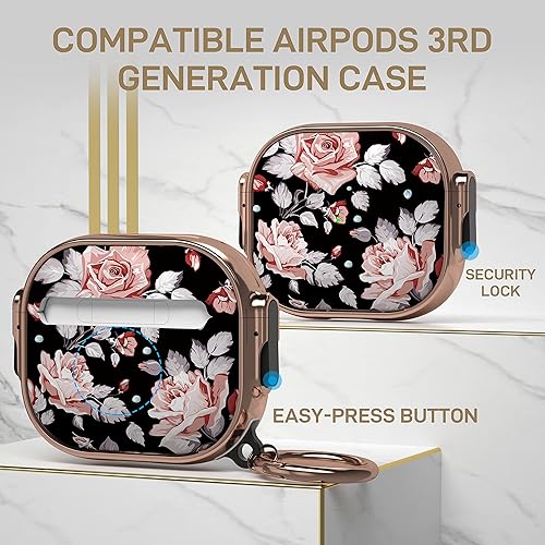 Miniatura 2 de Maxjoy Funda para AirPods 3 con cerradura, funda protectora rígida para AirPod 3 de 3 generación para mujeres y hombres con llavero para AirPods de