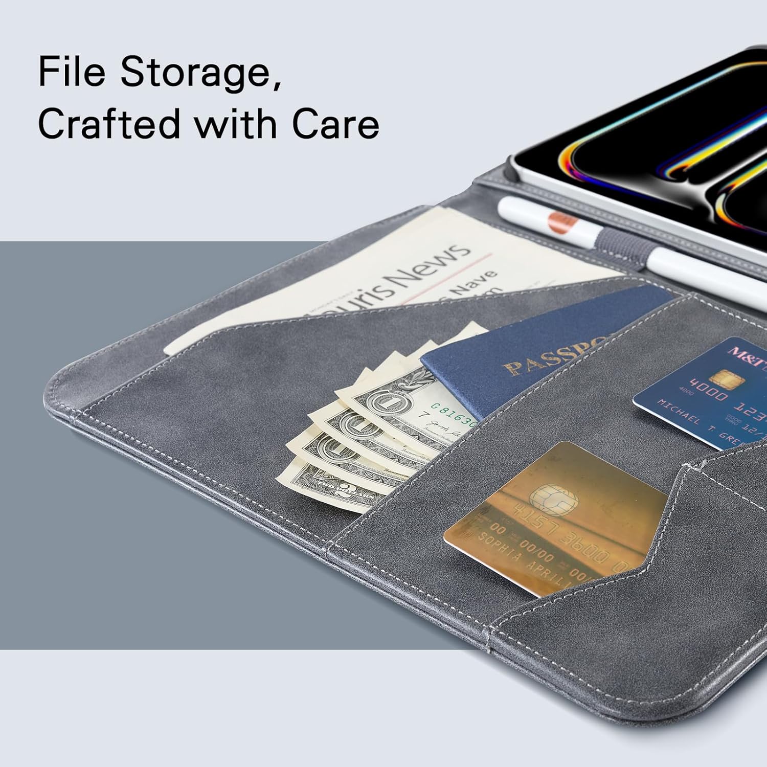 CoBak Premium Leather Case for iPad Pro 11-inch (M4/M5) 2024/2025, Built-in Folder Storage, Super Magnetic Back, Auto Sleep/Wake Function, - Image 4